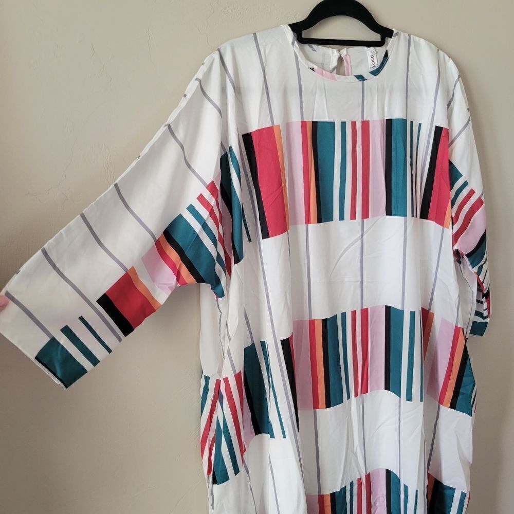 New Fashion Baggy Maxi Dress Cover up Stripe XL - Picture 3 of 8